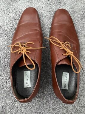 Men's Brown Leather Lace Up Oxford Dress Shoes Size 17